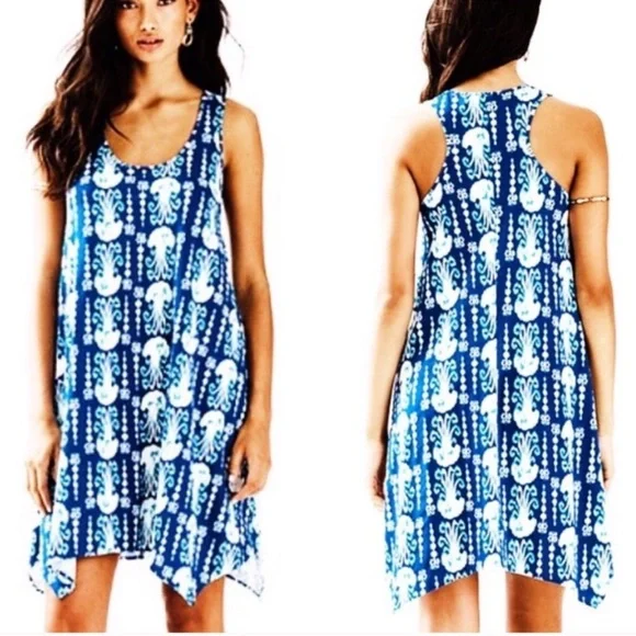 Lilly Pulitzer Get In Line Jelly Jellyfish Indigo Dress Size XL - Picture 4 of 5